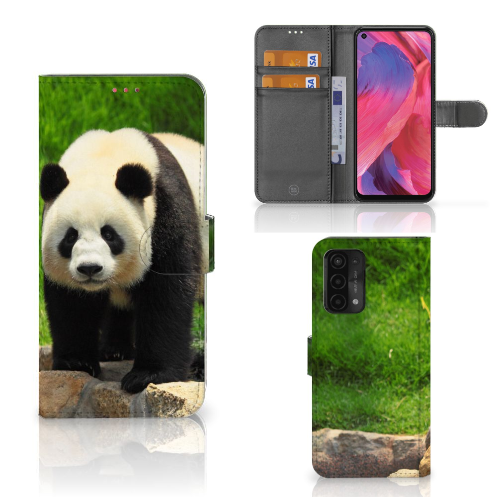 OPPO A54 5G | A74 5G | A93 5G Telefoonhoesje met Pasjes Panda