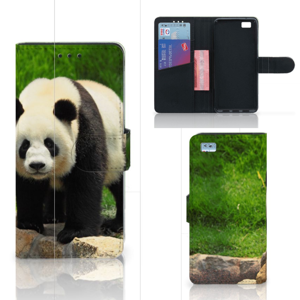 Huawei Ascend P8 Lite Telefoonhoesje met Pasjes Panda