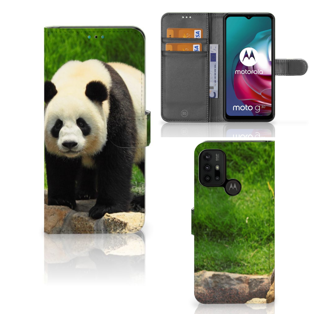 Motorola Moto G10 | G20 | G30 Telefoonhoesje met Pasjes Panda
