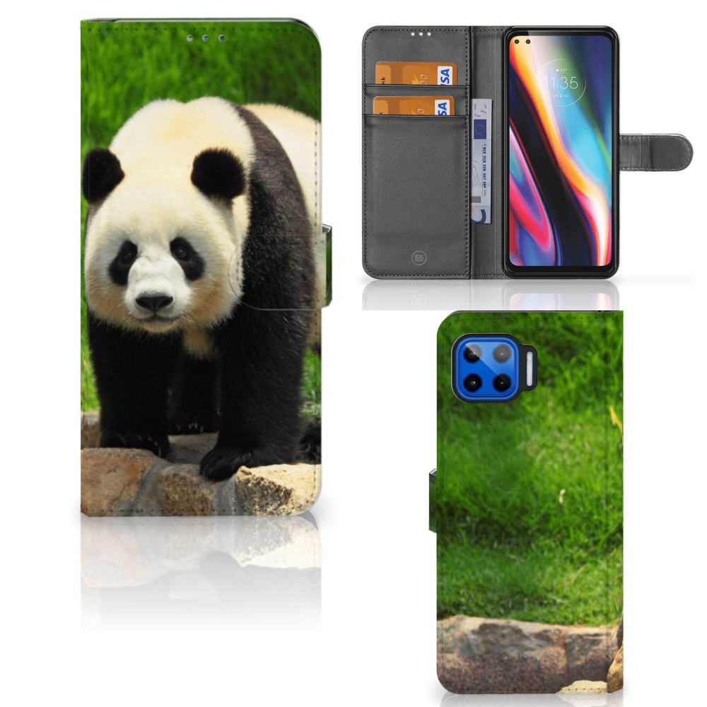 Motorola Moto G 5G Plus Telefoonhoesje met Pasjes Panda