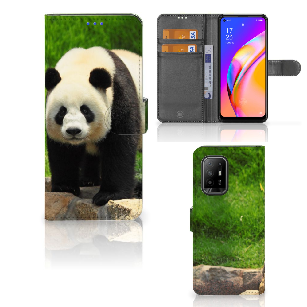 OPPO Reno5 Z | A94 5G Telefoonhoesje met Pasjes Panda