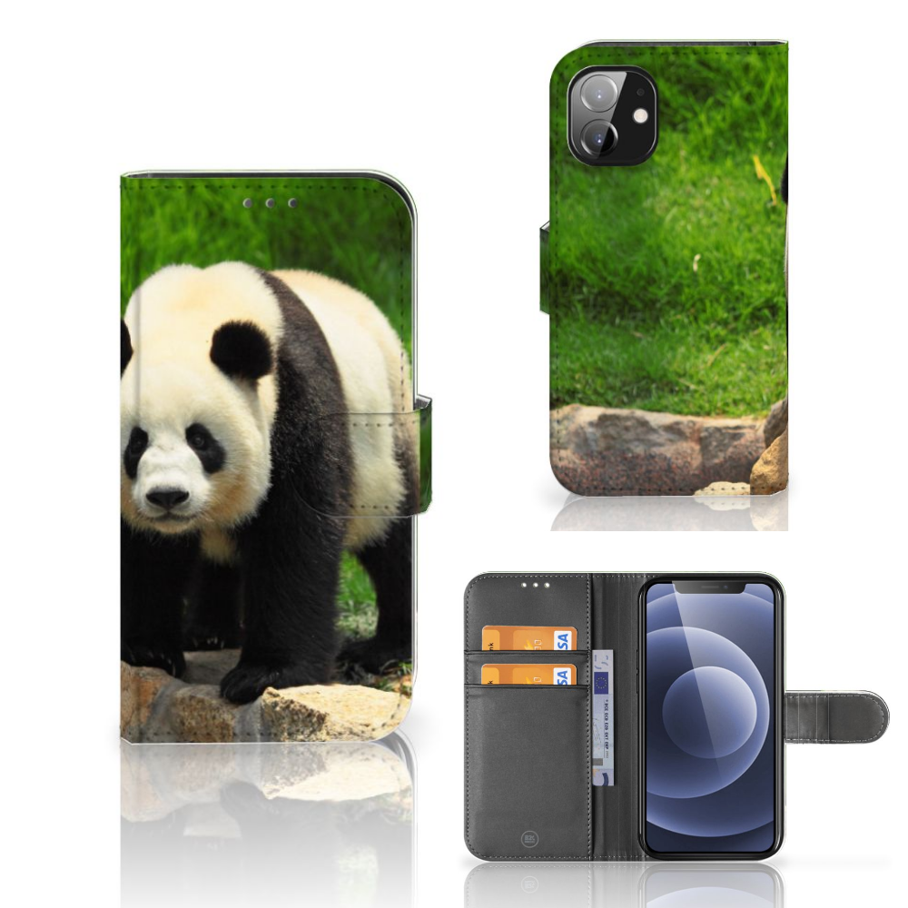 Apple iPhone 12 Mini Telefoonhoesje met Pasjes Panda
