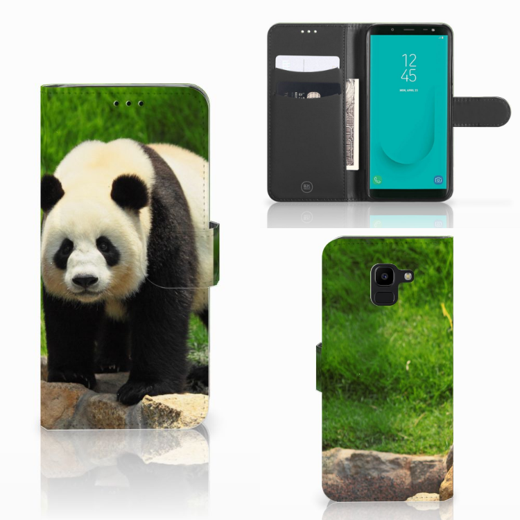 Samsung Galaxy J6 2018 Telefoonhoesje met Pasjes Panda
