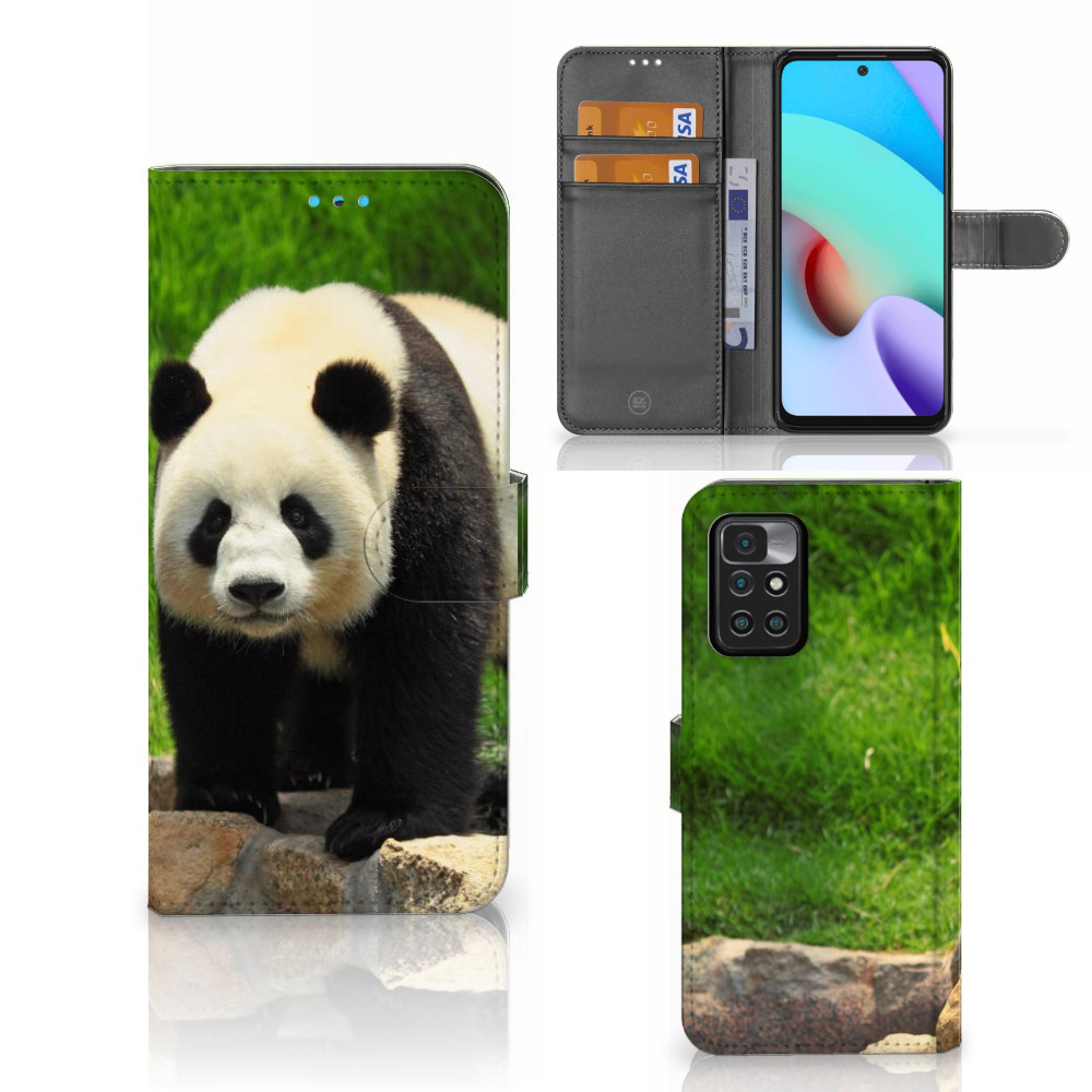 Xiaomi Redmi 10 Telefoonhoesje met Pasjes Panda