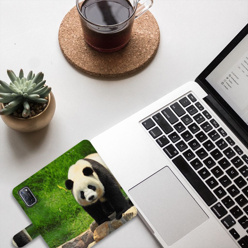 OPPO A72 | OPPO A52 Telefoonhoesje met Pasjes Panda