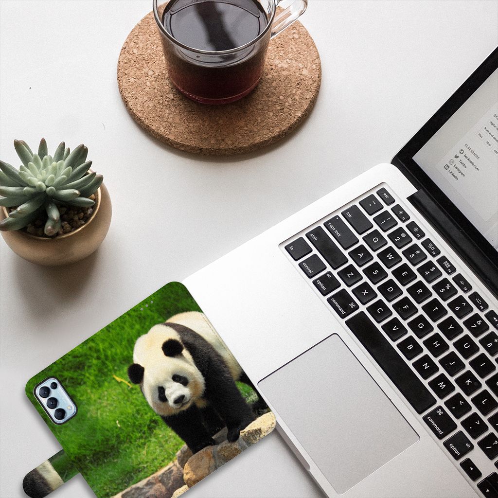 OPPO Find X3 Lite Telefoonhoesje met Pasjes Panda