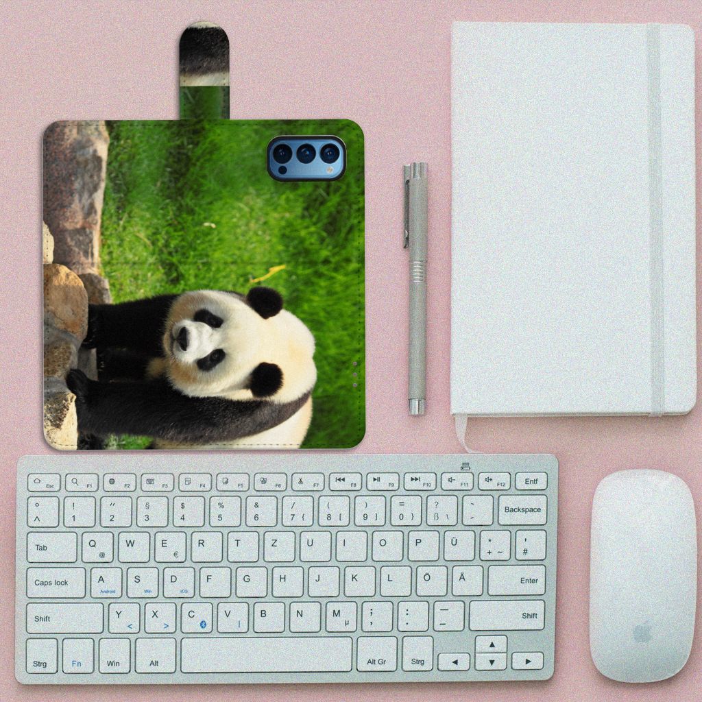 OPPO Reno 4 Pro 5G Telefoonhoesje met Pasjes Panda
