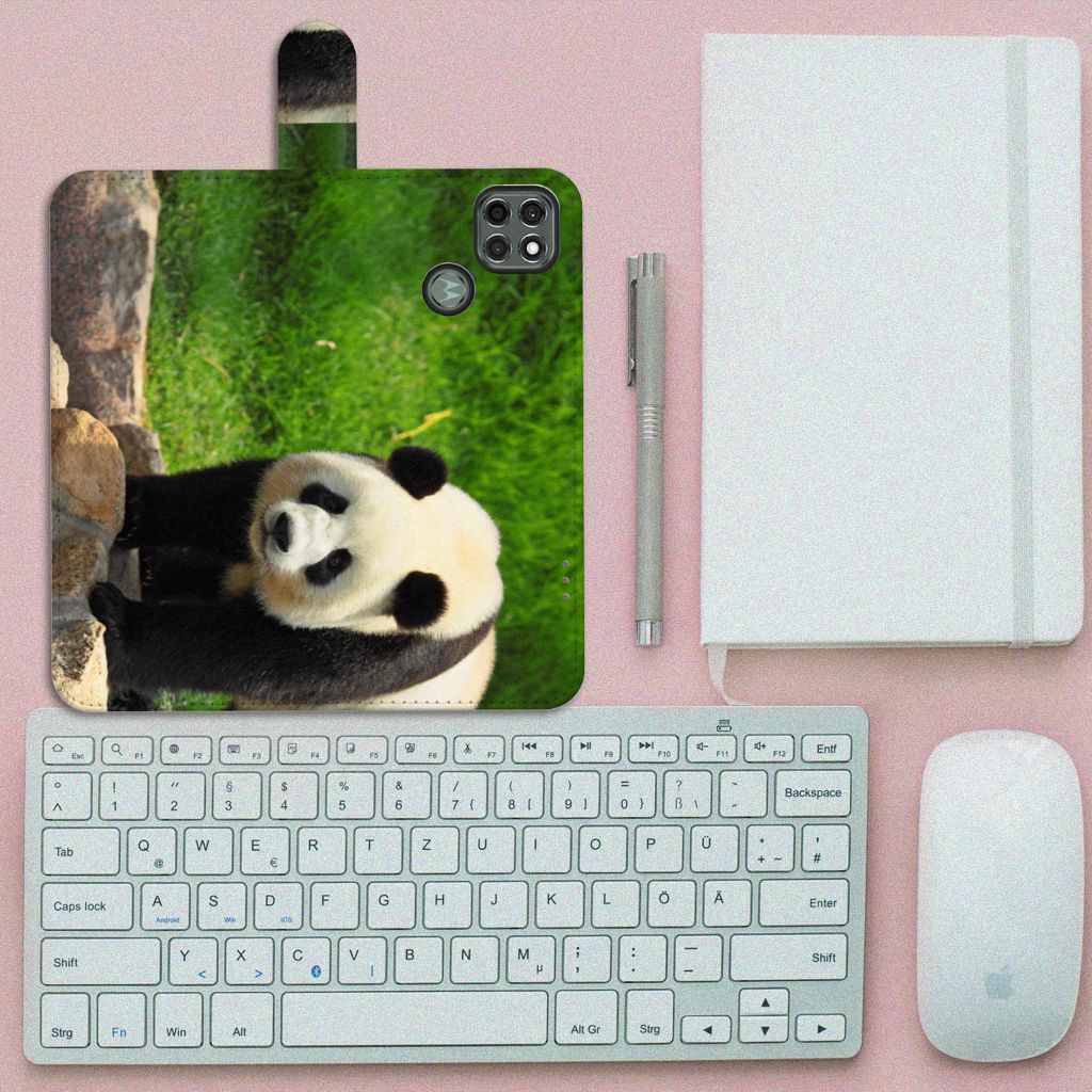 Motorola Moto G9 Power Telefoonhoesje met Pasjes Panda