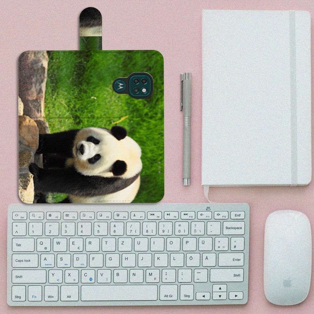 Motorola Moto G9 Play | E7 Plus Telefoonhoesje met Pasjes Panda