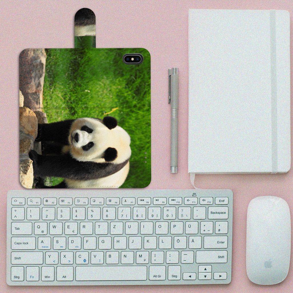 Apple iPhone Xs Max Telefoonhoesje met Pasjes Panda