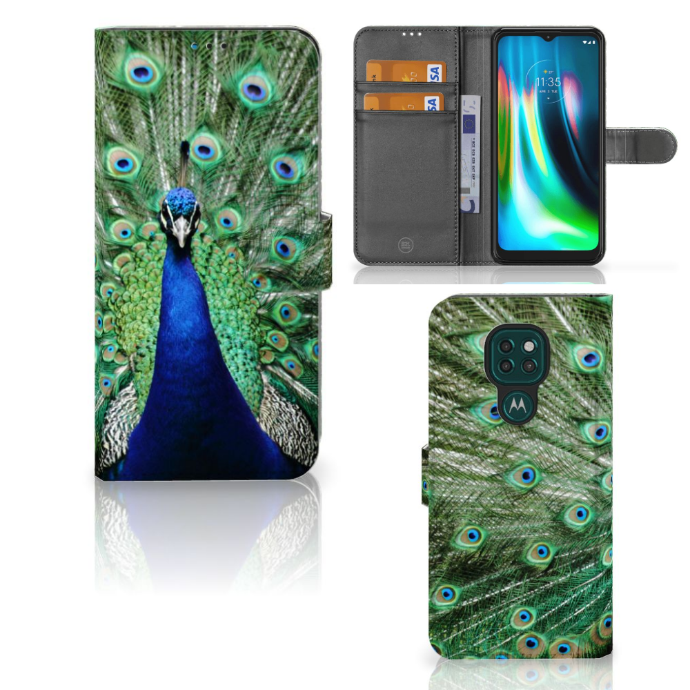 Motorola Moto G9 Play | E7 Plus Telefoonhoesje met Pasjes Pauw