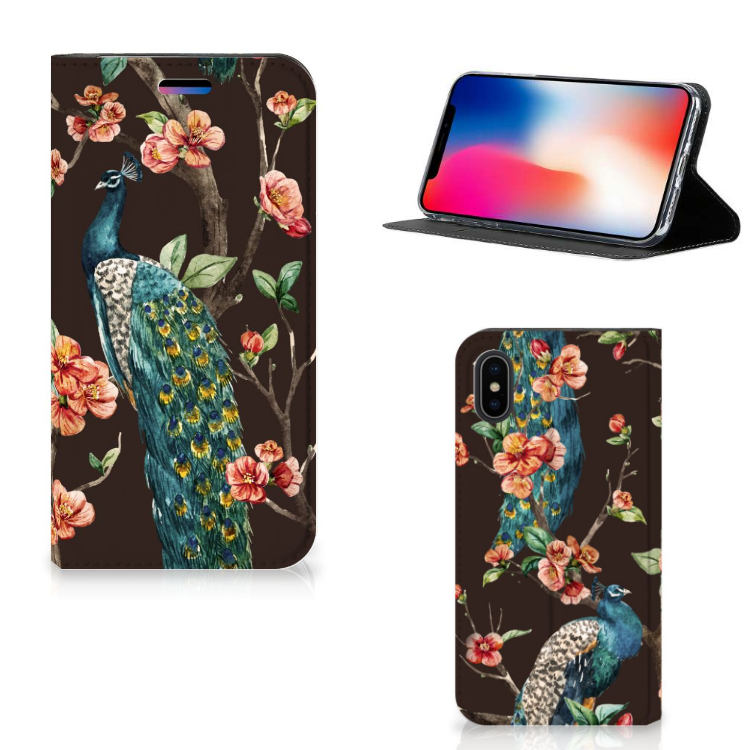 Apple iPhone X | Xs Hoesje maken Pauw met Bloemen