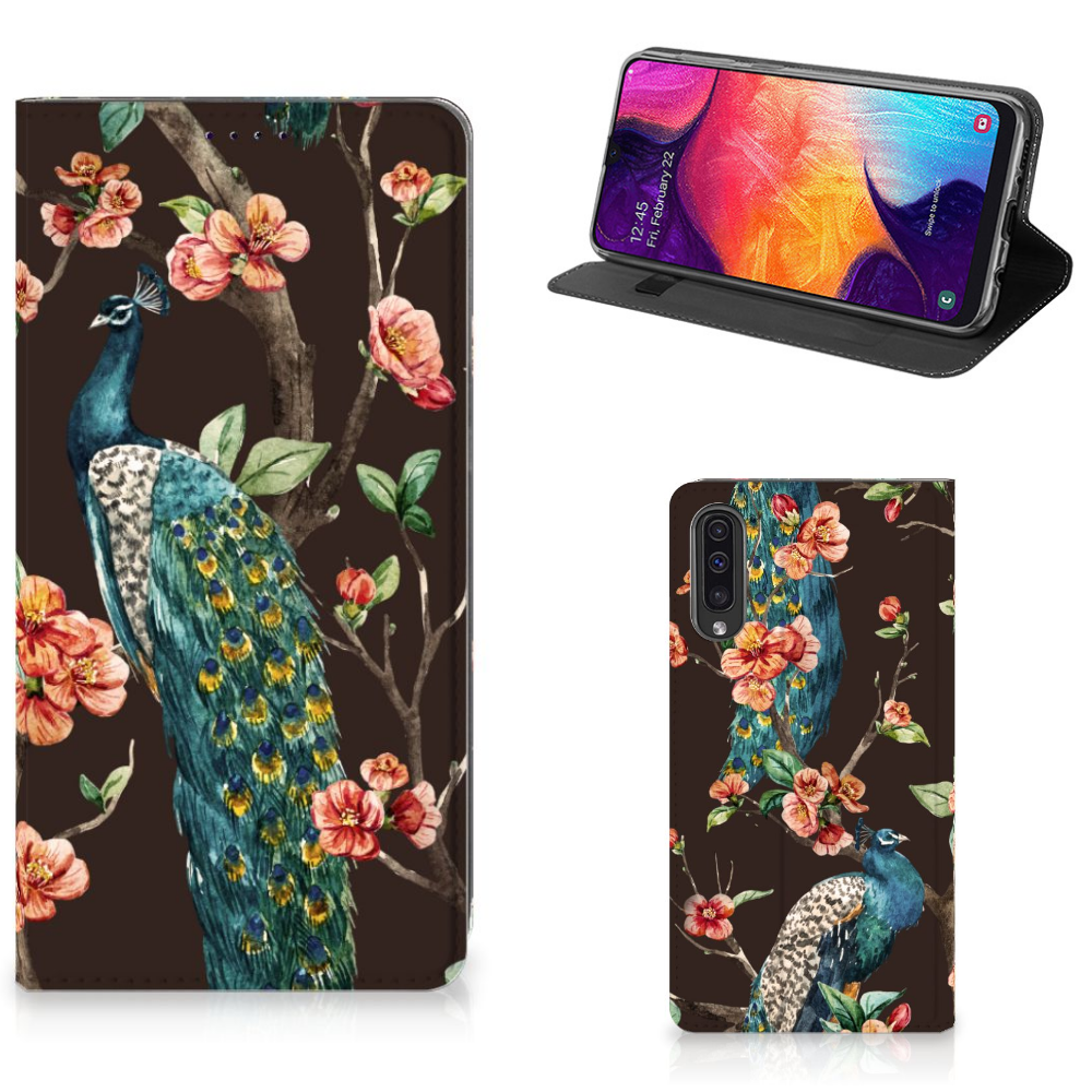 Samsung Galaxy A50 Hoesje maken Pauw met Bloemen