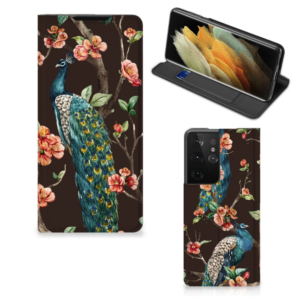 Samsung Galaxy S21 Ultra Hoesje maken Pauw met Bloemen