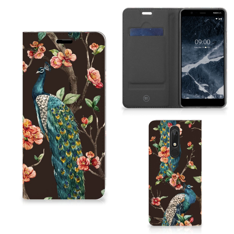 Nokia 5.1 (2018) Hoesje maken Pauw met Bloemen