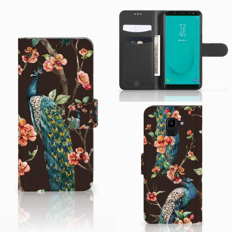 Samsung Galaxy J6 2018 Boekhoesje Design Pauw met Bloemen