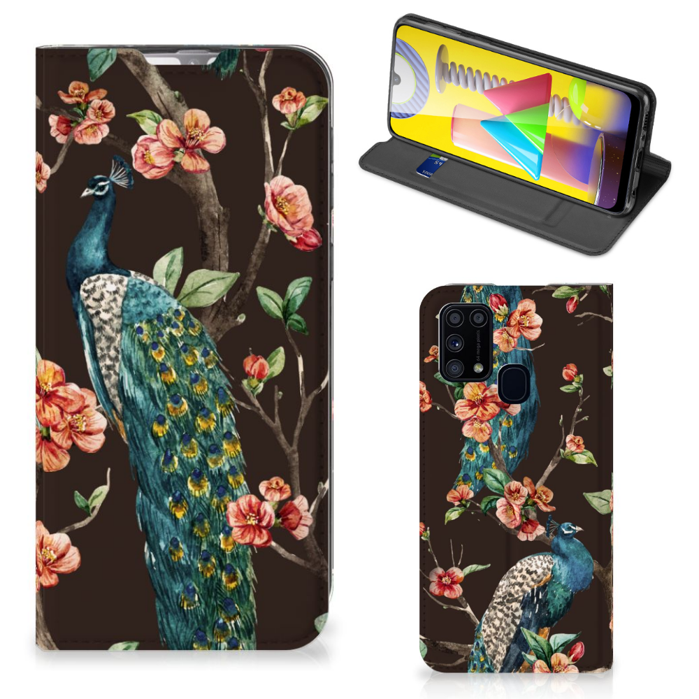 Samsung Galaxy M31 Hoesje maken Pauw met Bloemen