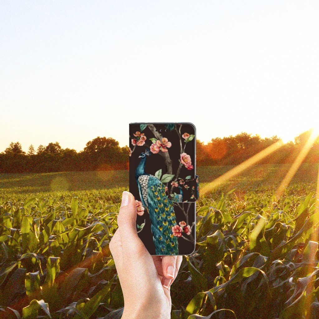 Xiaomi Mi 9 SE Telefoonhoesje met Pasjes Pauw met Bloemen
