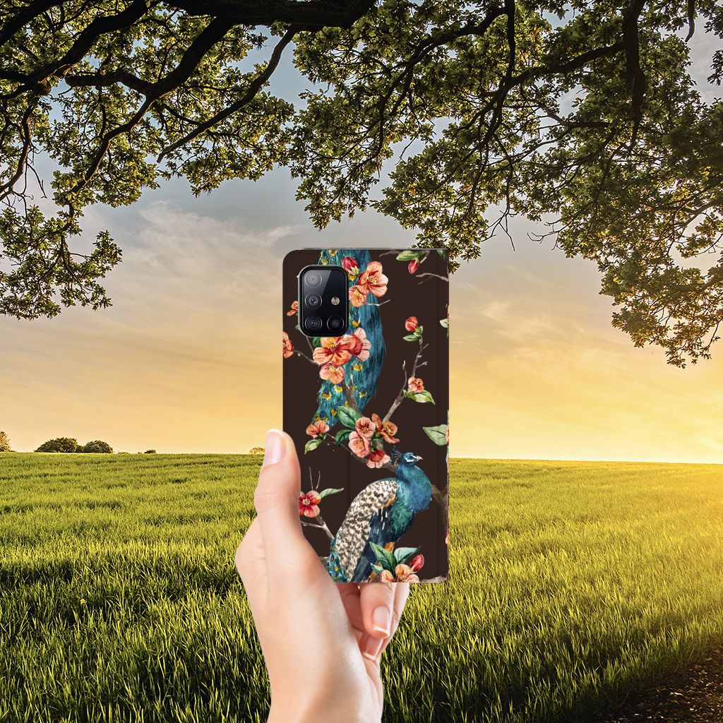 Samsung Galaxy A71 Hoesje maken Pauw met Bloemen