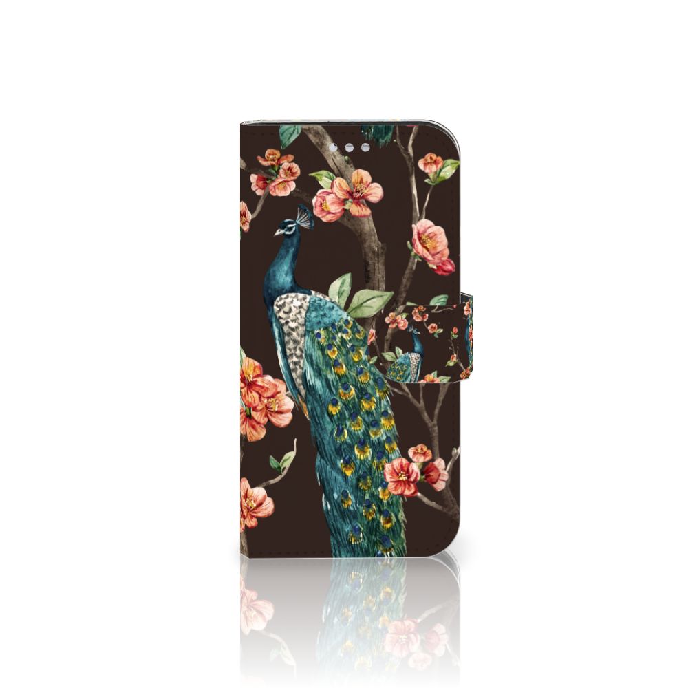 Samsung Galaxy S7 Telefoonhoesje met Pasjes Pauw met Bloemen