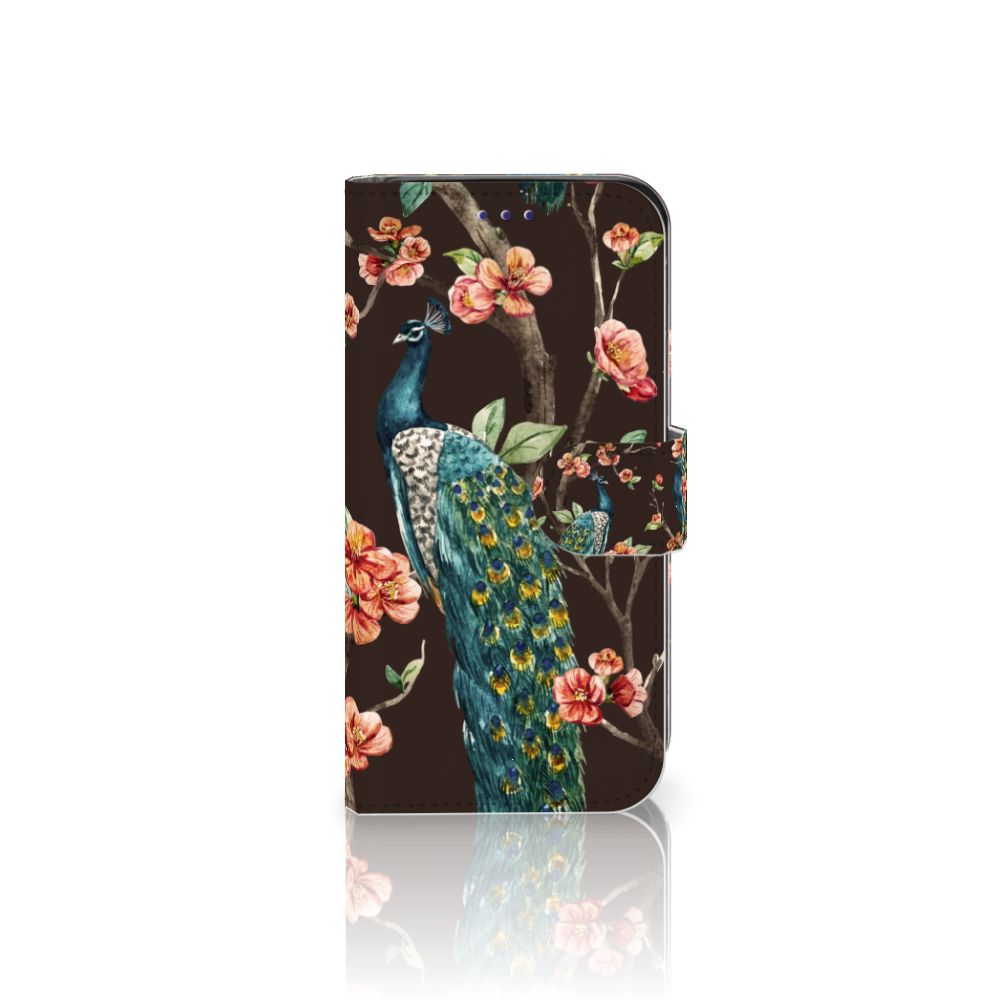Samsung Galaxy S10e Telefoonhoesje met Pasjes Pauw met Bloemen