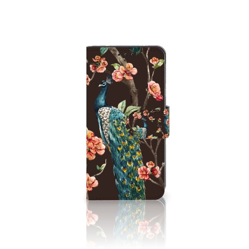Samsung Galaxy A3 2017 Telefoonhoesje met Pasjes Pauw met Bloemen