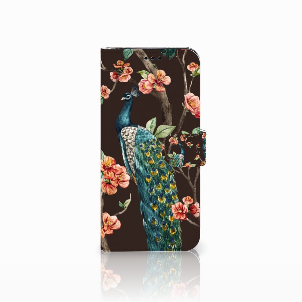 Samsung Galaxy S9 Plus Telefoonhoesje met Pasjes Pauw met Bloemen