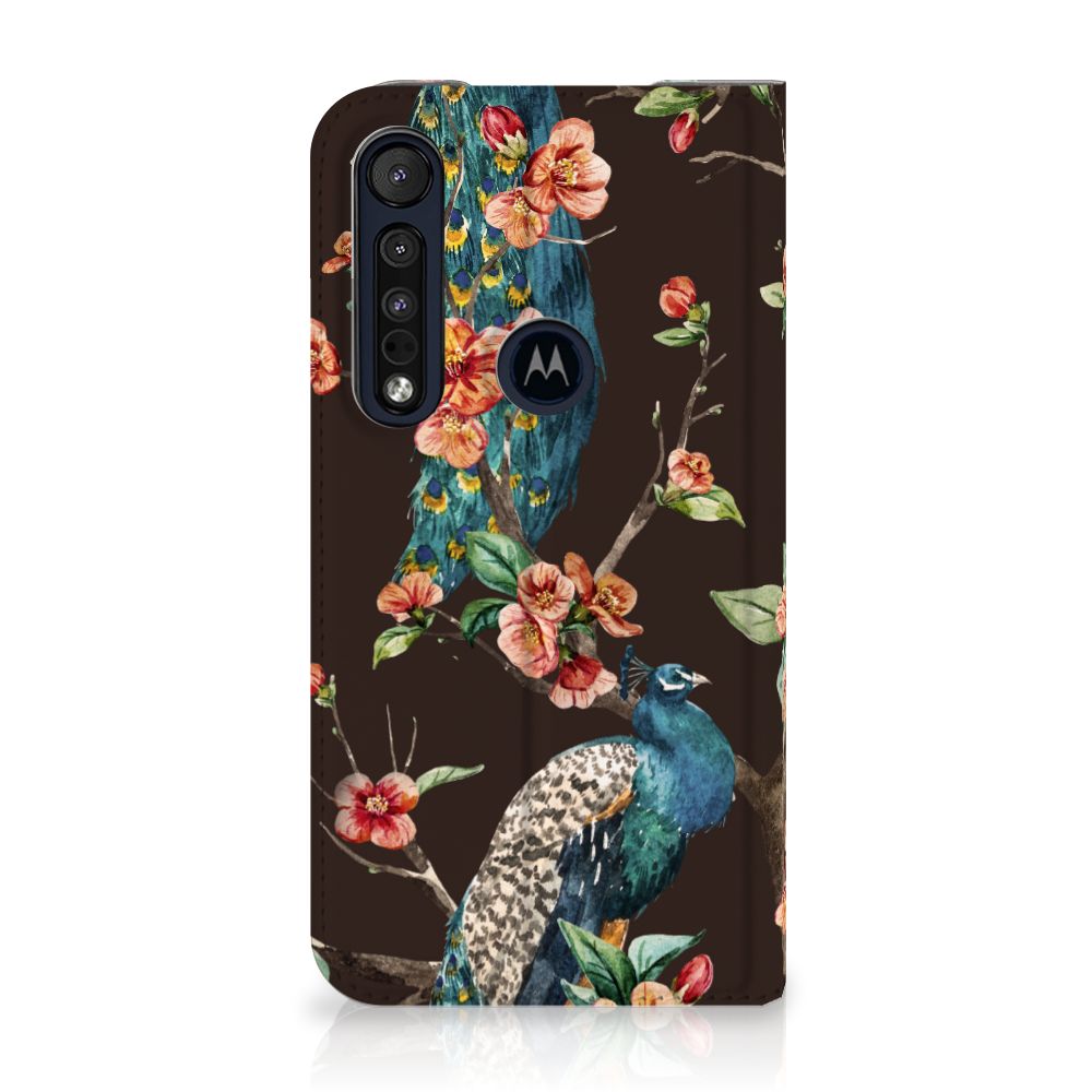 Motorola G8 Plus Hoesje maken Pauw met Bloemen