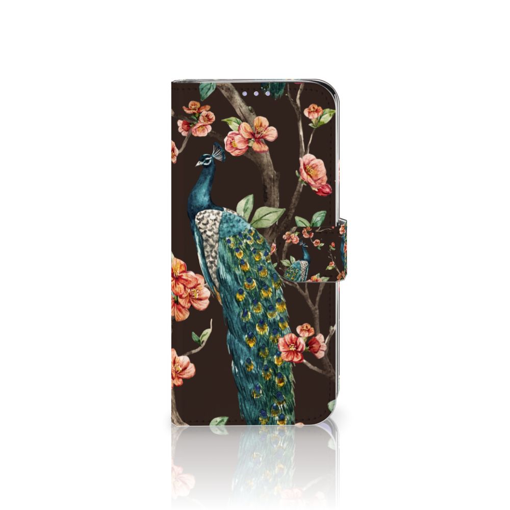 Samsung Galaxy A51 Telefoonhoesje met Pasjes Pauw met Bloemen