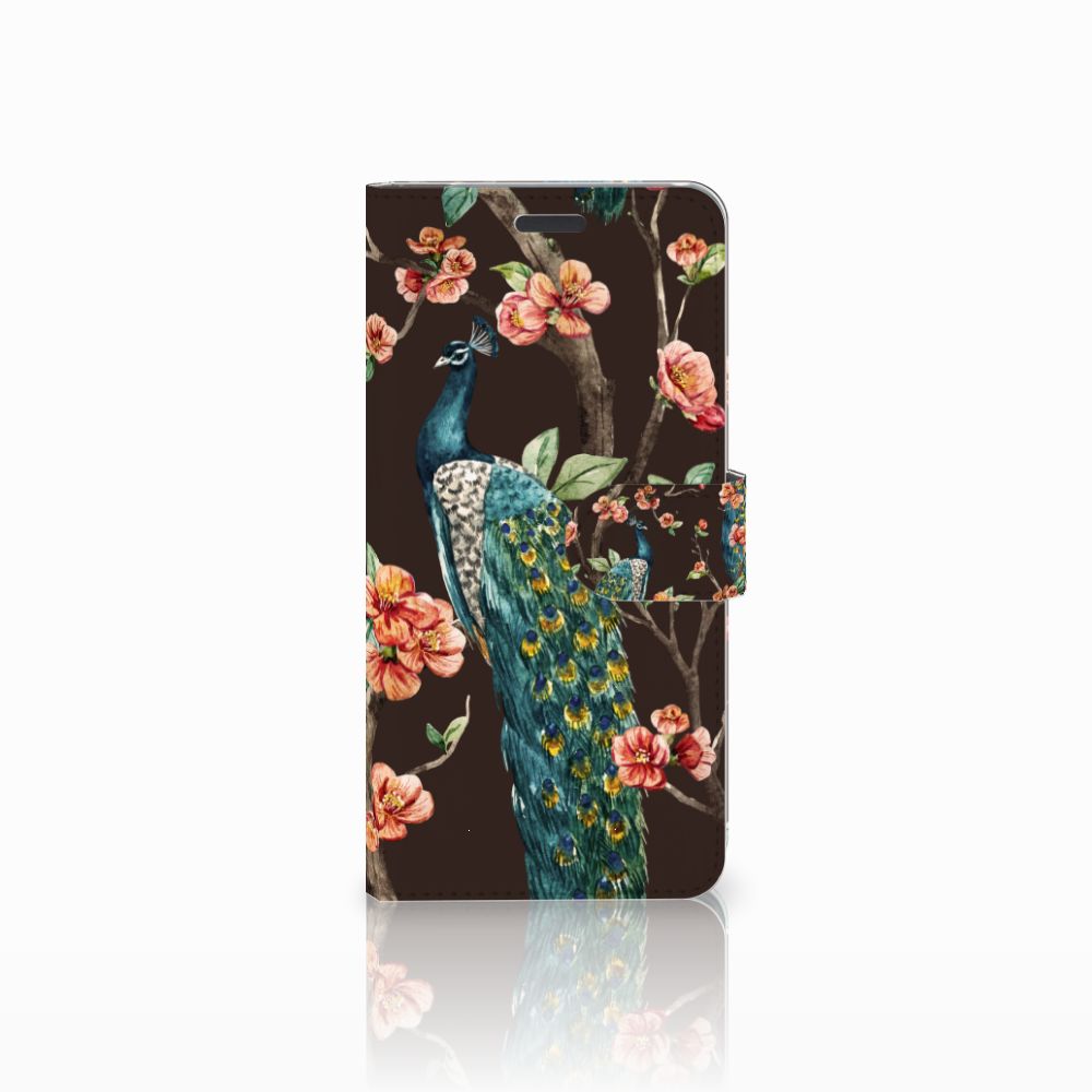 Samsung Galaxy S8 Plus Telefoonhoesje met Pasjes Pauw met Bloemen