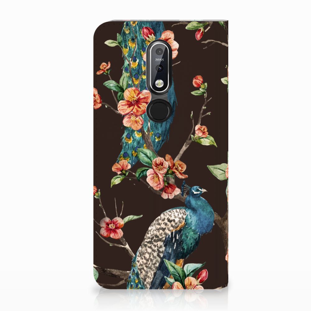Nokia 7.1 (2018) Hoesje maken Pauw met Bloemen