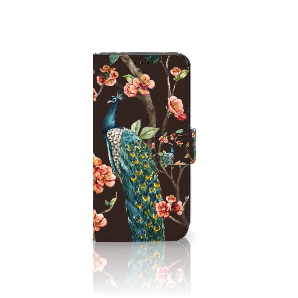 Samsung Galaxy S7 Edge Telefoonhoesje met Pasjes Pauw met Bloemen