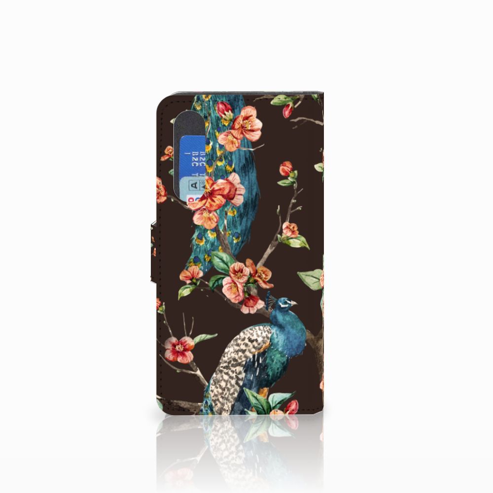 Huawei P30 Telefoonhoesje met Pasjes Pauw met Bloemen