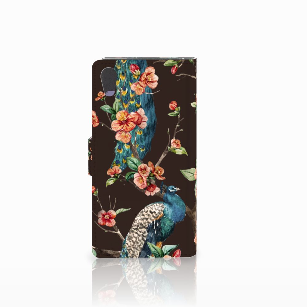 Sony Xperia XA1 Telefoonhoesje met Pasjes Pauw met Bloemen