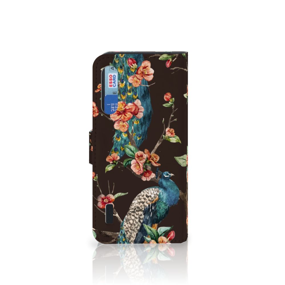 Xiaomi Mi A3 Telefoonhoesje met Pasjes Pauw met Bloemen