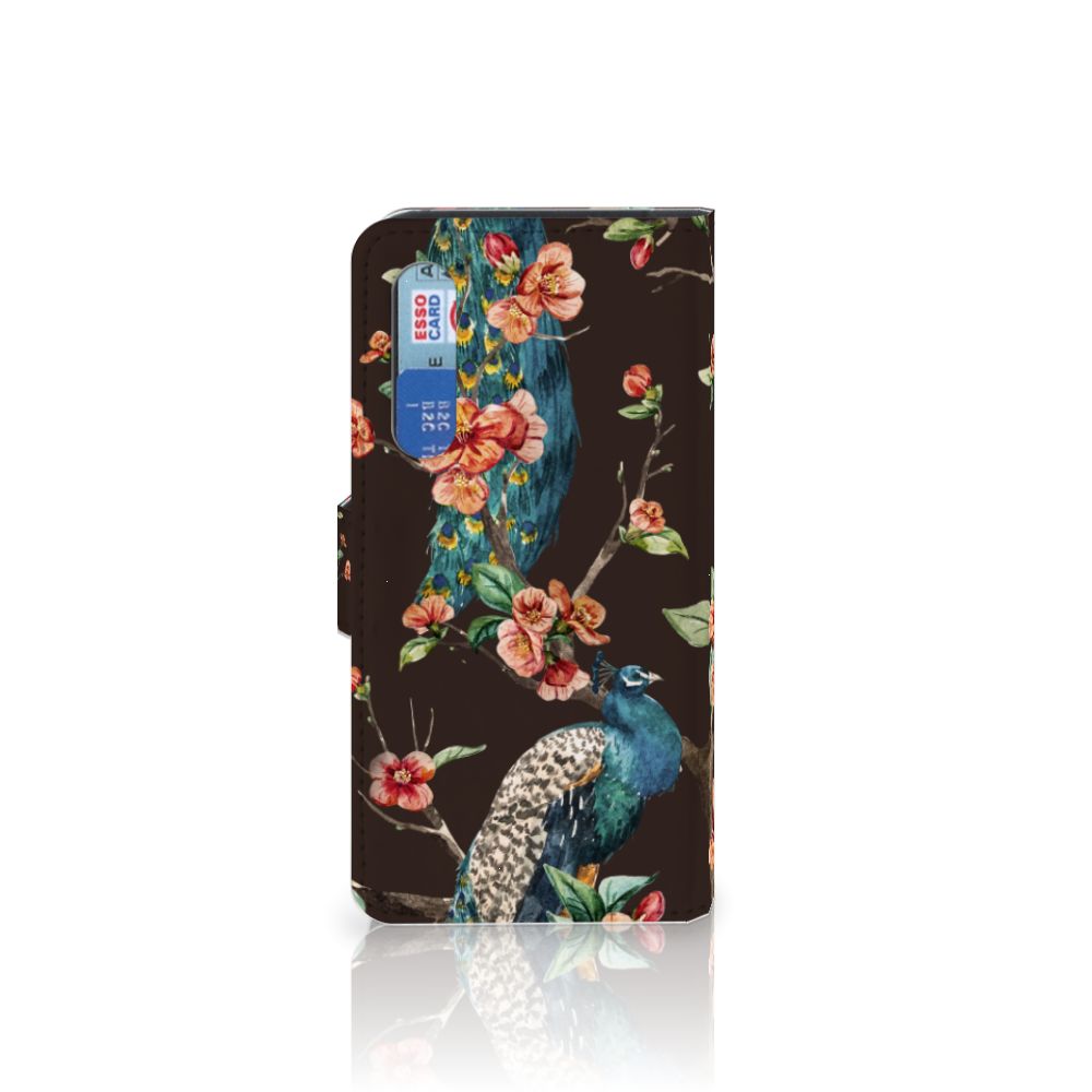 Xiaomi Mi 9 SE Telefoonhoesje met Pasjes Pauw met Bloemen