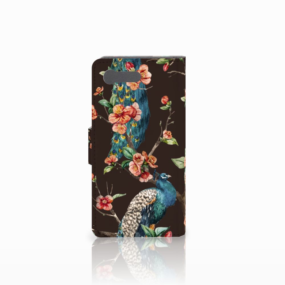 Sony Xperia X Compact Telefoonhoesje met Pasjes Pauw met Bloemen