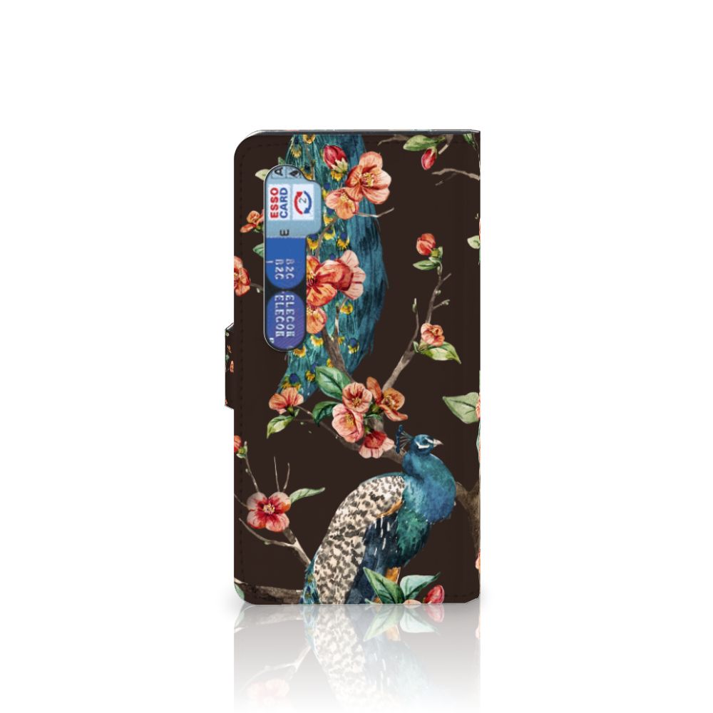 Xiaomi Mi Note 10 Pro Telefoonhoesje met Pasjes Pauw met Bloemen
