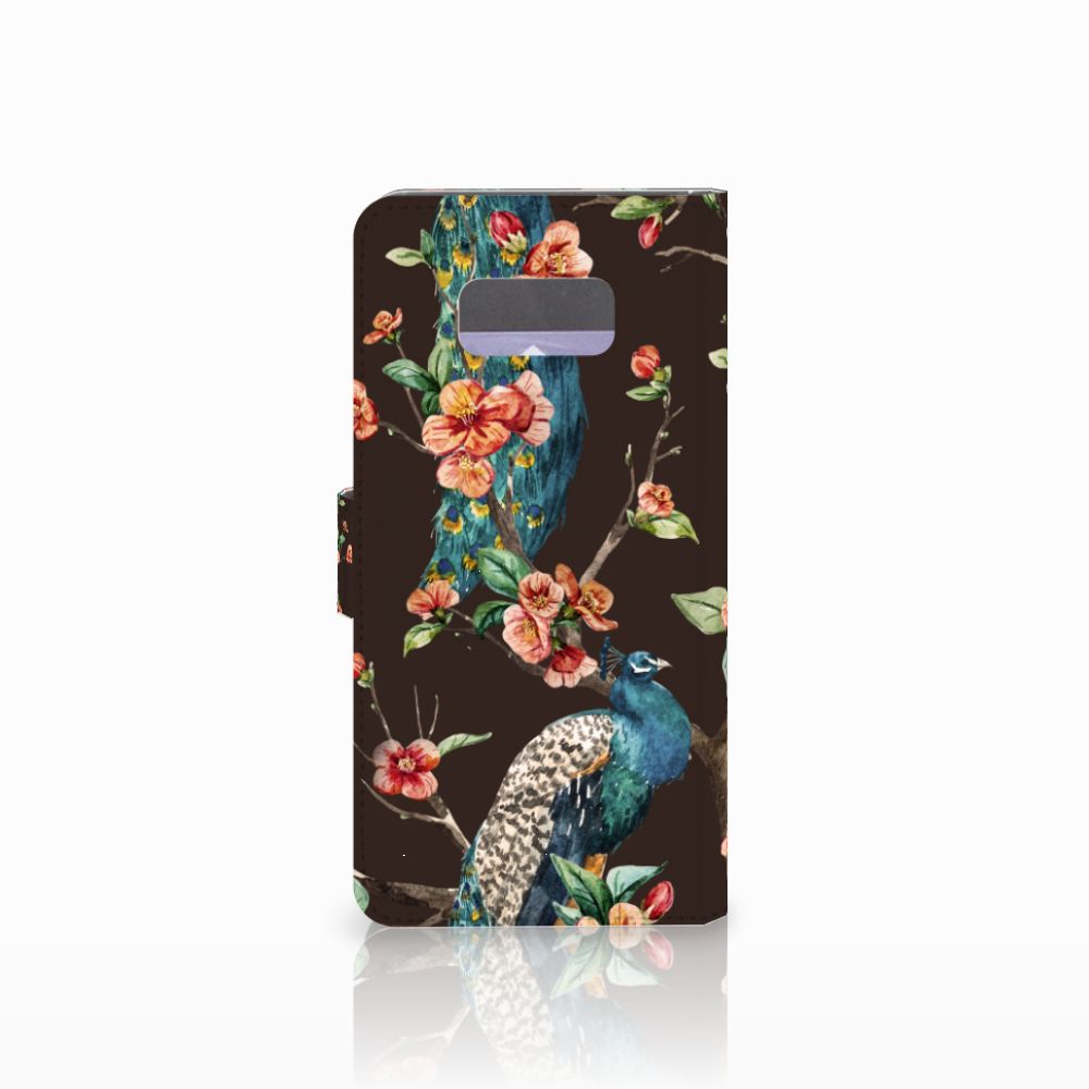 Samsung Galaxy S8 Plus Telefoonhoesje met Pasjes Pauw met Bloemen