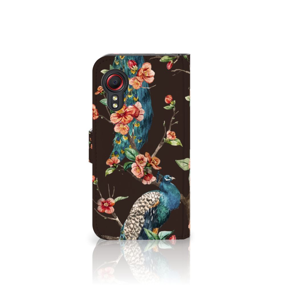 Samsung Galaxy Xcover 5 Telefoonhoesje met Pasjes Pauw met Bloemen
