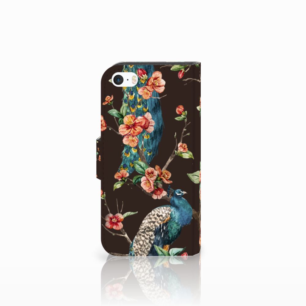 Apple iPhone 5 | 5s | SE Telefoonhoesje met Pasjes Pauw met Bloemen