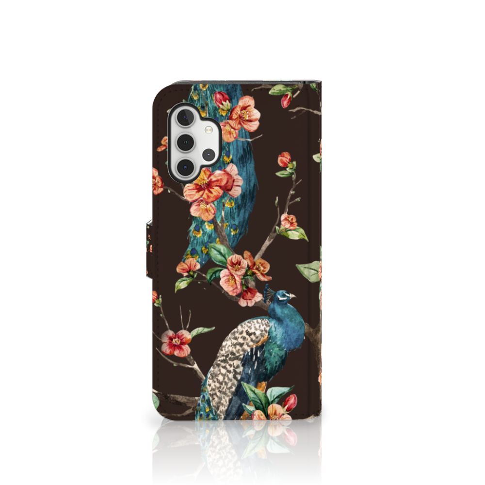 Samsung Galaxy A32 5G Telefoonhoesje met Pasjes Pauw met Bloemen