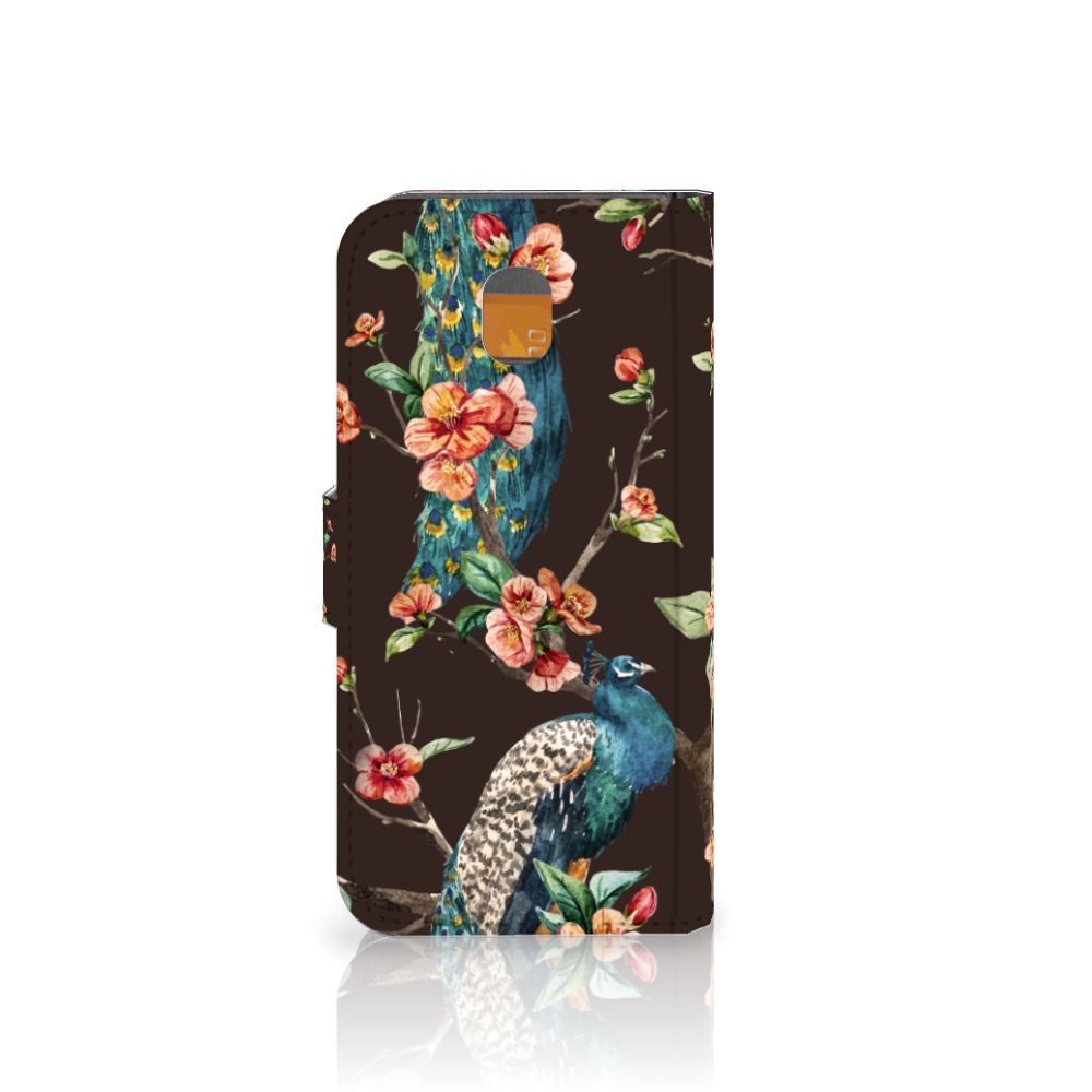 Samsung Galaxy J5 2017 Telefoonhoesje met Pasjes Pauw met Bloemen
