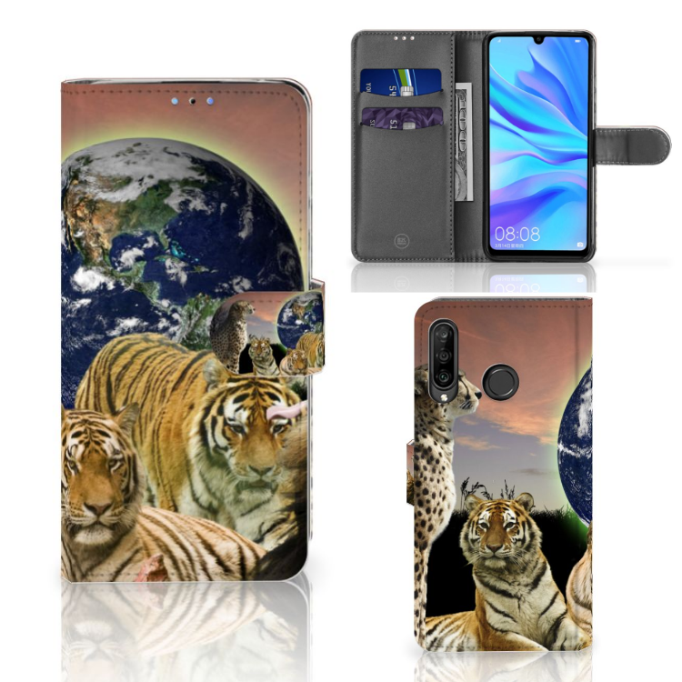 Huawei P30 Lite (2020) Telefoonhoesje met Pasjes Roofdieren