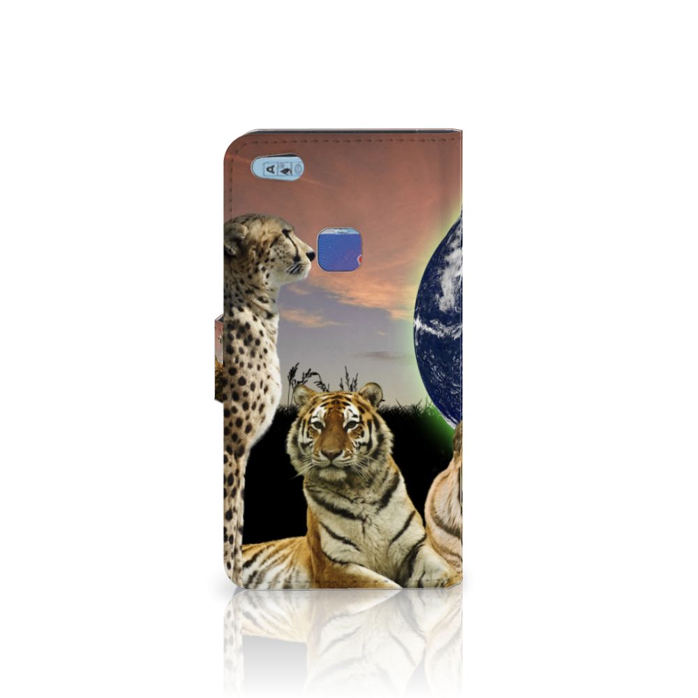 Huawei P10 Lite Telefoonhoesje met Pasjes Roofdieren