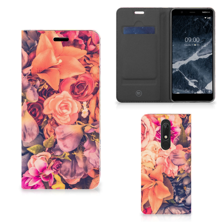 Nokia 5.1 (2018) Smart Cover Bosje Bloemen
