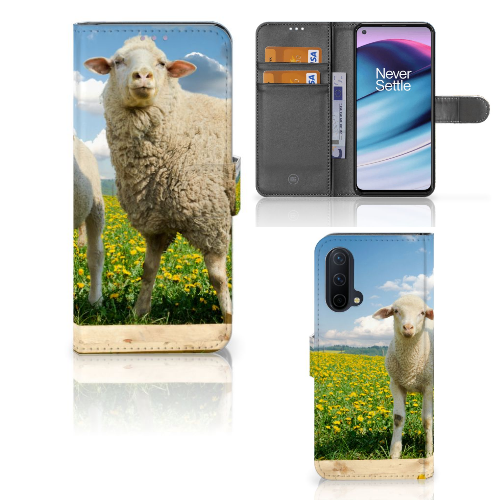 OnePlus Nord CE 5G Telefoonhoesje met Pasjes Schaap en Lammetje