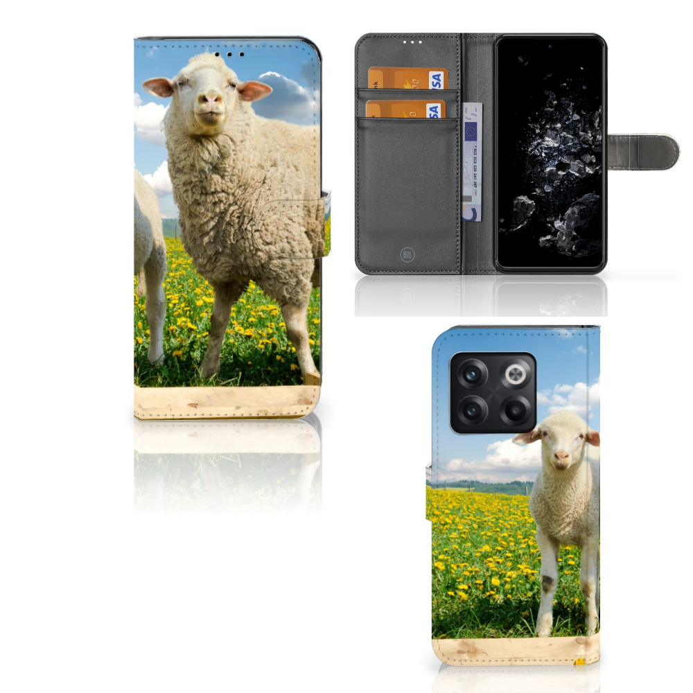 OnePlus 10T Telefoonhoesje met Pasjes Schaap en Lammetje
