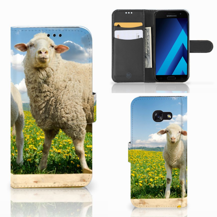 Samsung Galaxy A5 2017 Telefoonhoesje met Pasjes Schaap en Lammetje
