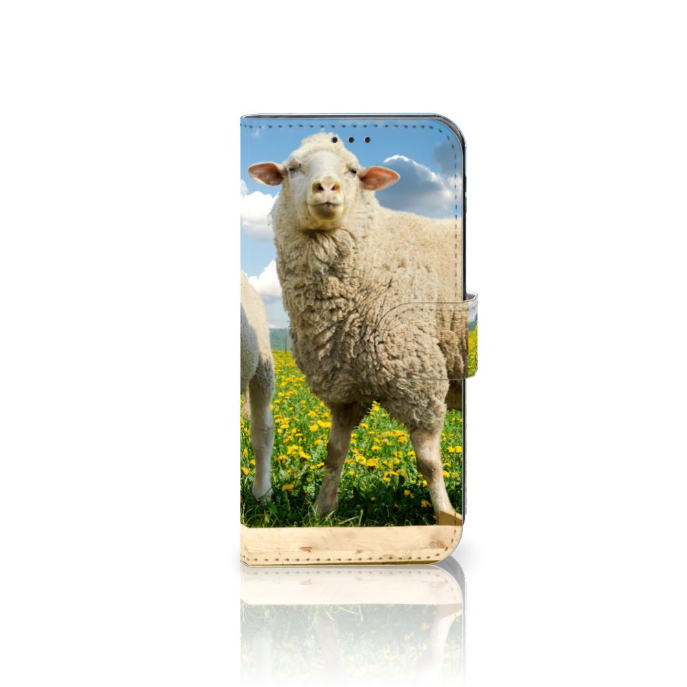 Samsung Galaxy J5 2017 Telefoonhoesje met Pasjes Schaap en Lammetje